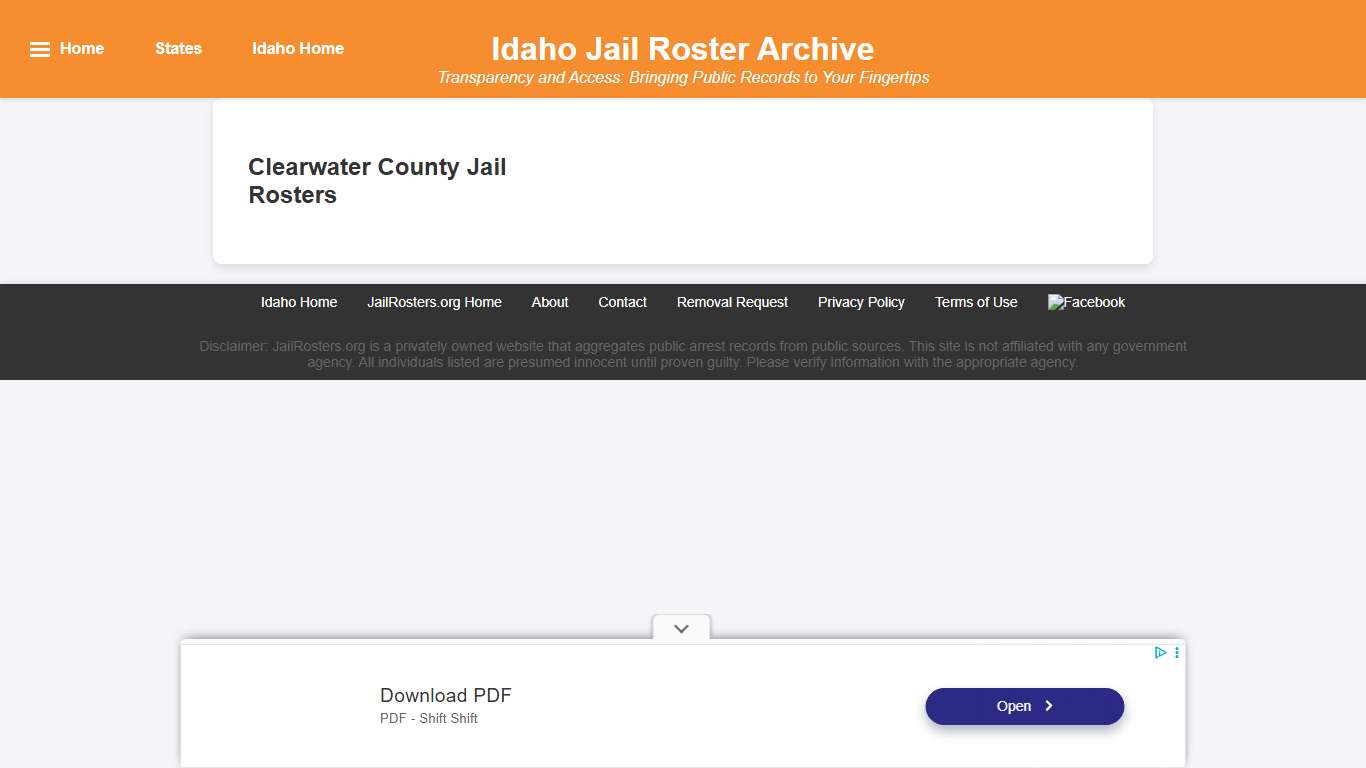 Clearwater County - Idaho Jail Rosters