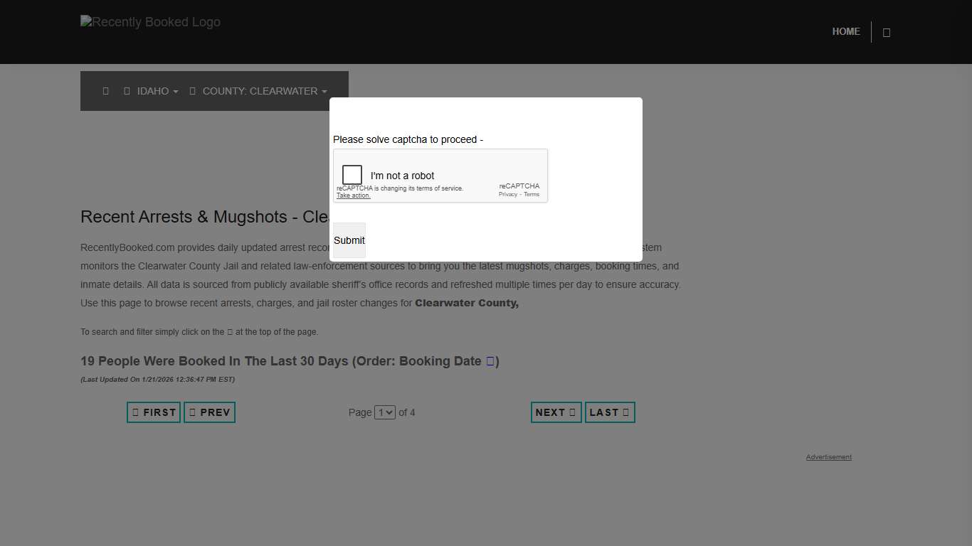 Clearwater County, Idaho Mugshots | RecentlyBooked.com