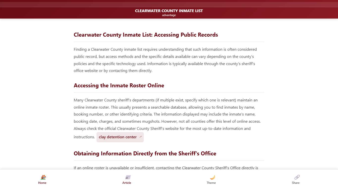 CLEARWATER COUNTY INMATE LIST - advantage